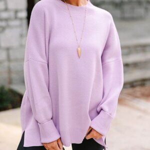 Shop the Mint Mock Neck Oversized Sweater‎ S Purple
